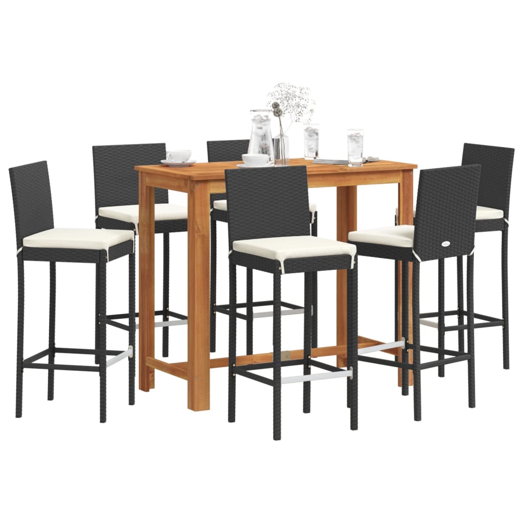 3 Piece Garden Bar Set Solid Wood Acacia And Poly Rattan