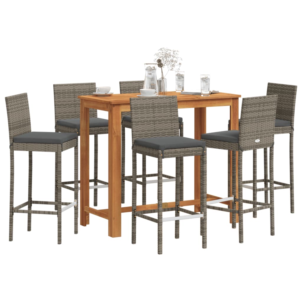 3 Piece Garden Bar Set Solid Wood Acacia And Poly Rattan