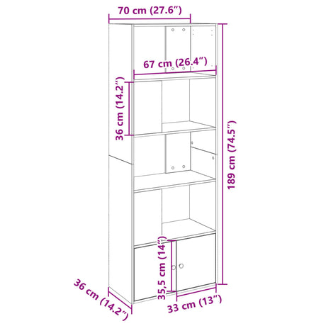 Bookcase 70X36X189 Cm Engineered Wood