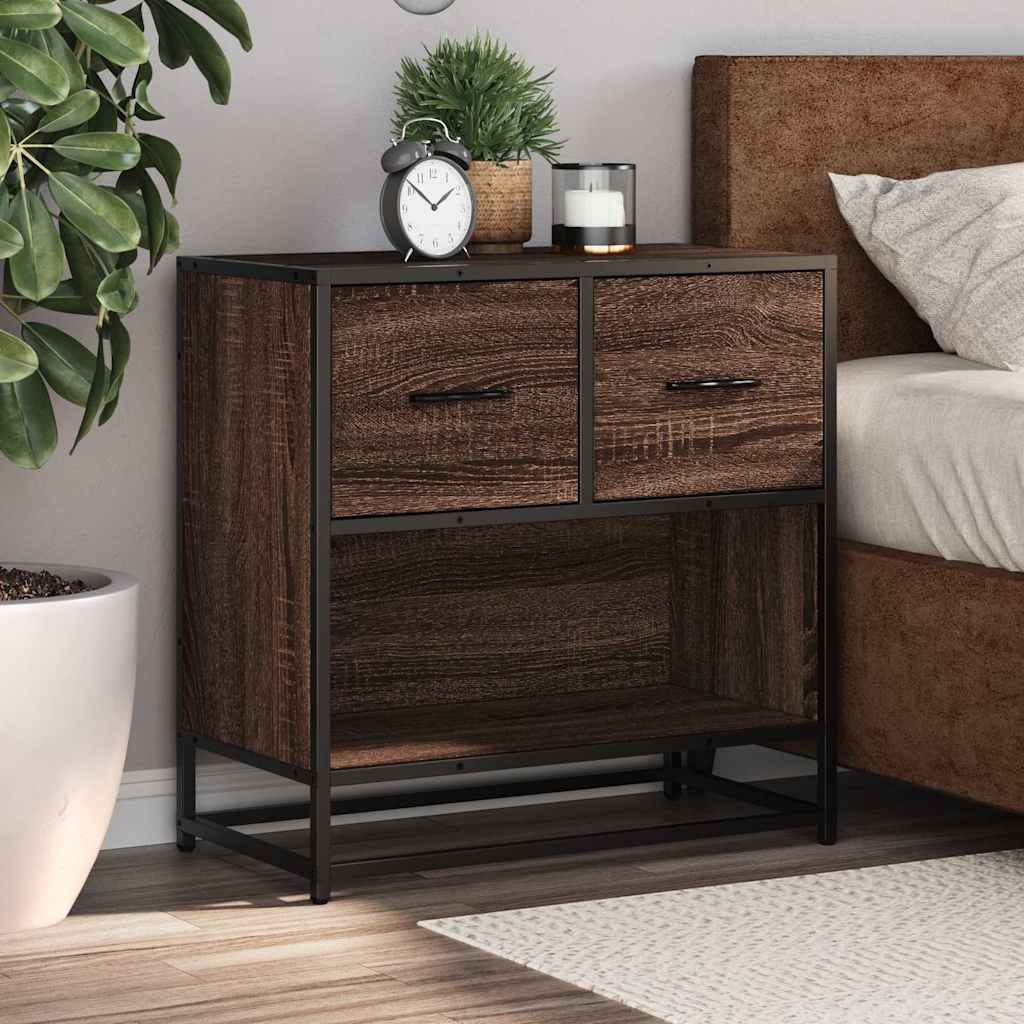 Bedside Cabinet 60X31X60 Cm Engineered Wood And Metal
