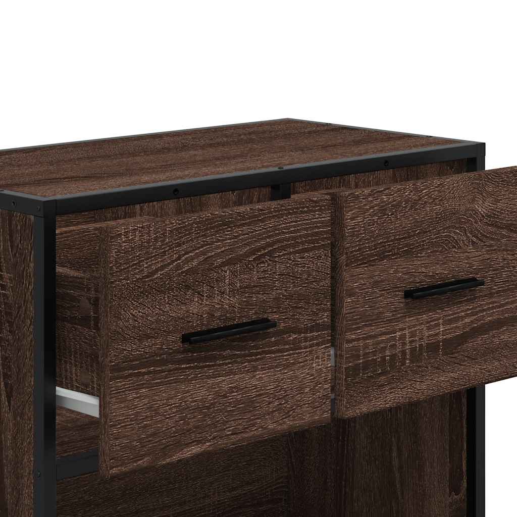 Bedside Cabinet 60X31X60 Cm Engineered Wood And Metal