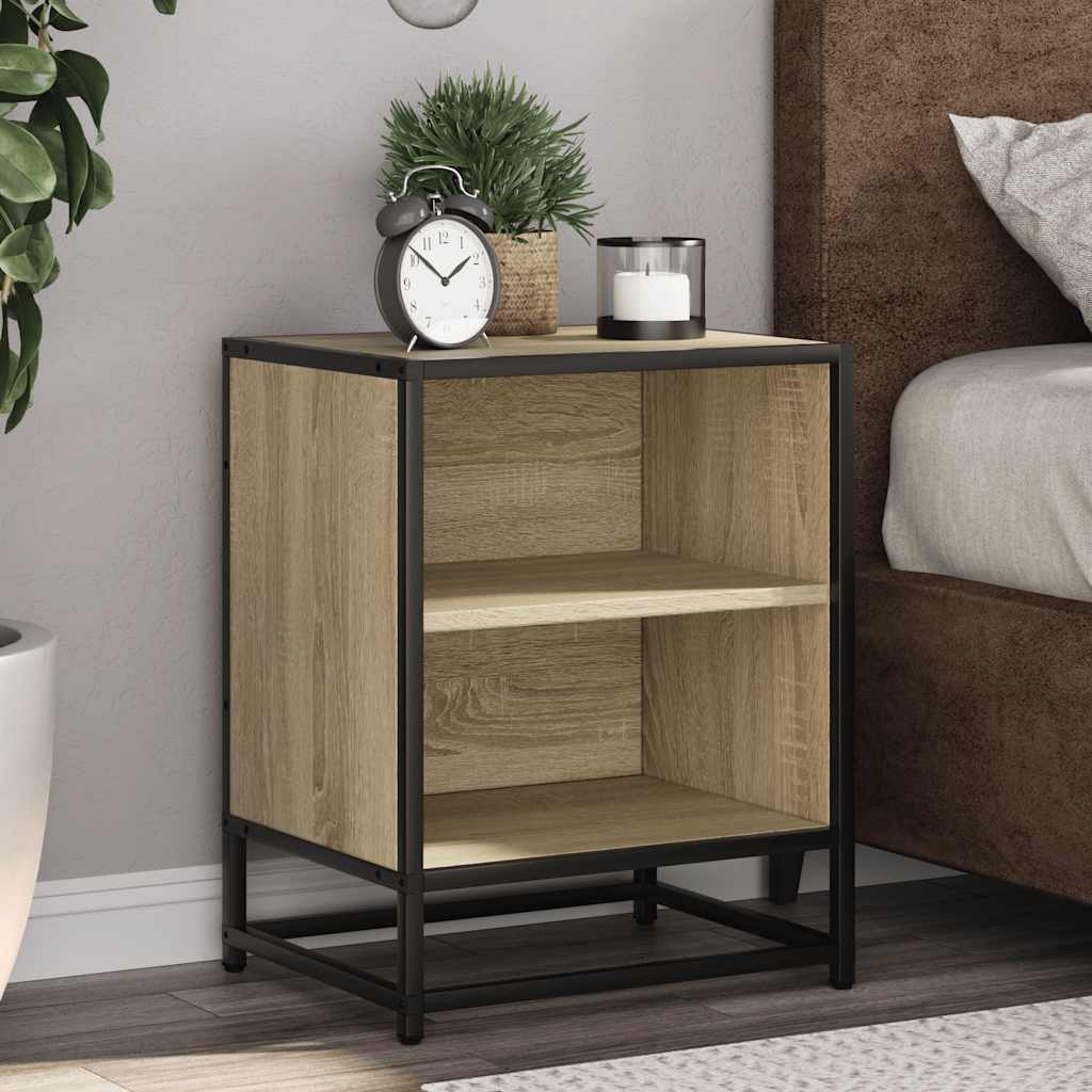 Bedside Cabinets 2 Pcs 40X31X50 Cm Engineered Wood And Metal