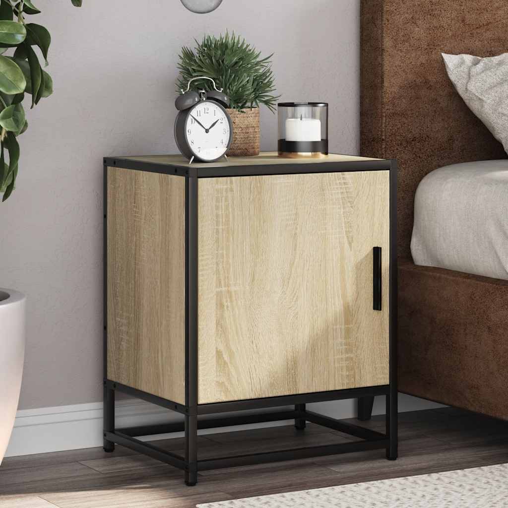 Bedside Cabinet 40X31X50 Cm Engineered Wood And Metal