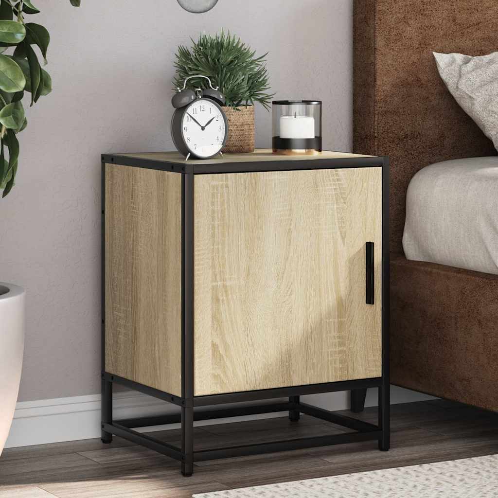 Bedside Cabinet 40X31X50 Cm Engineered Wood And Metal