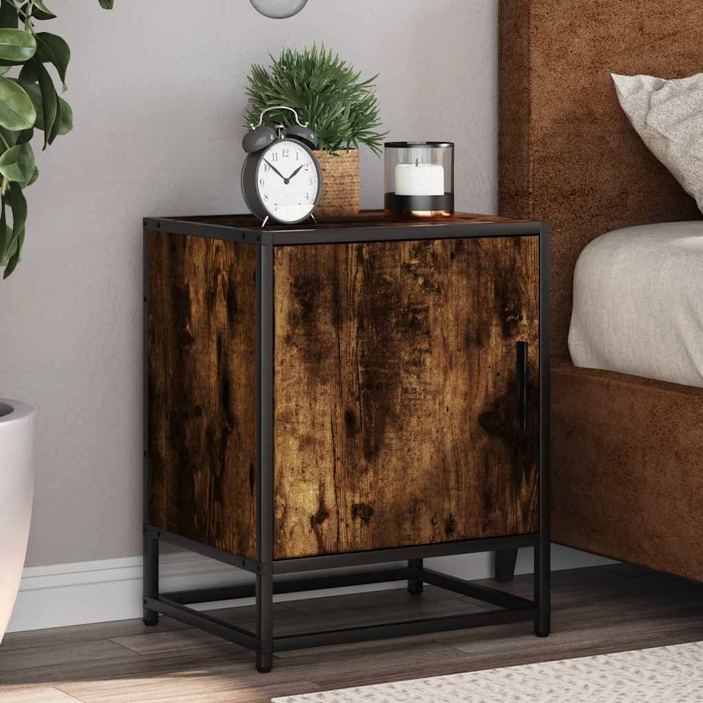 Bedside Cabinet 40X31X50 Cm Engineered Wood And Metal