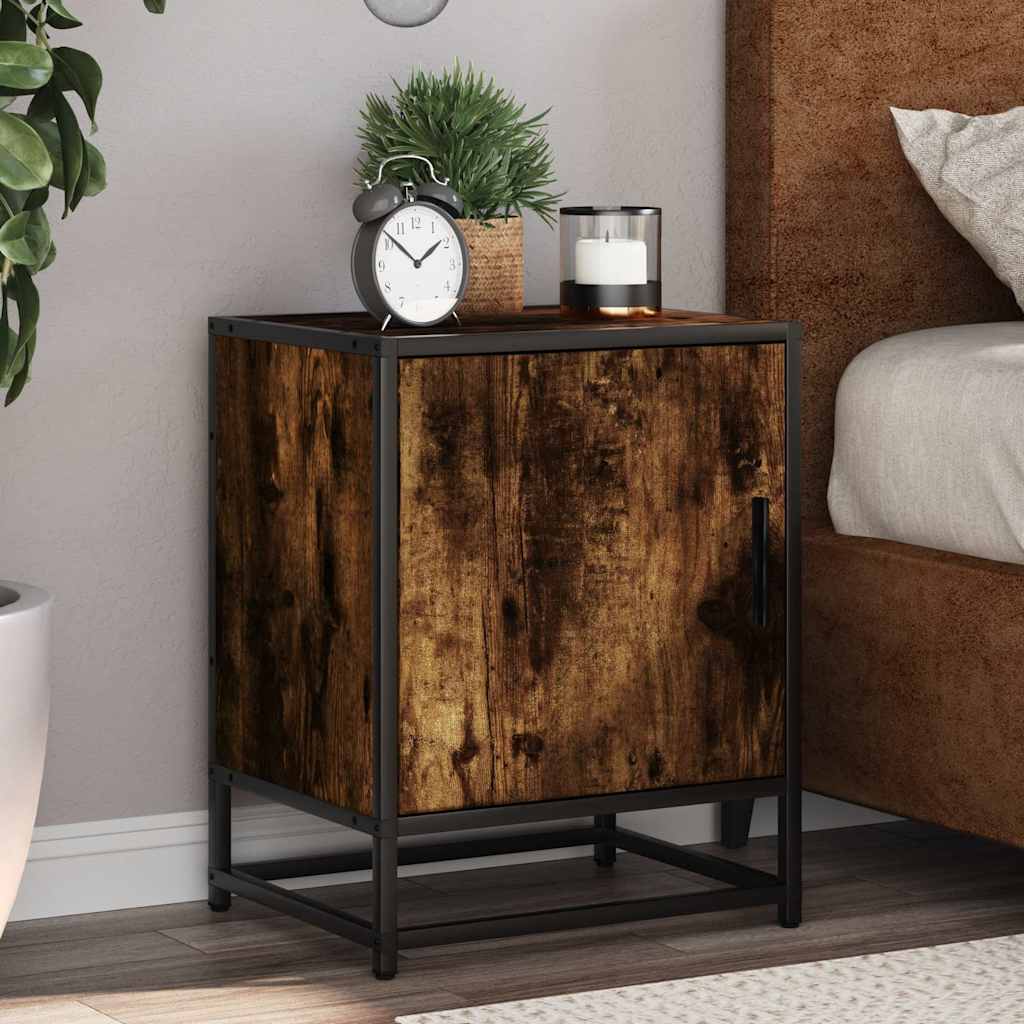 Bedside Cabinet 40X31X50 Cm Engineered Wood And Metal