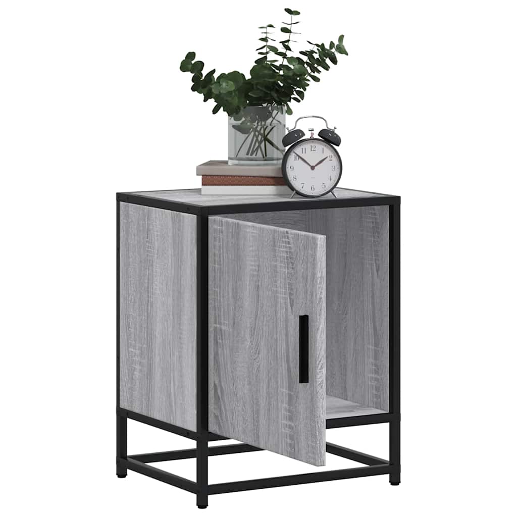 Bedside Cabinet 40X31X50 Cm Engineered Wood And Metal