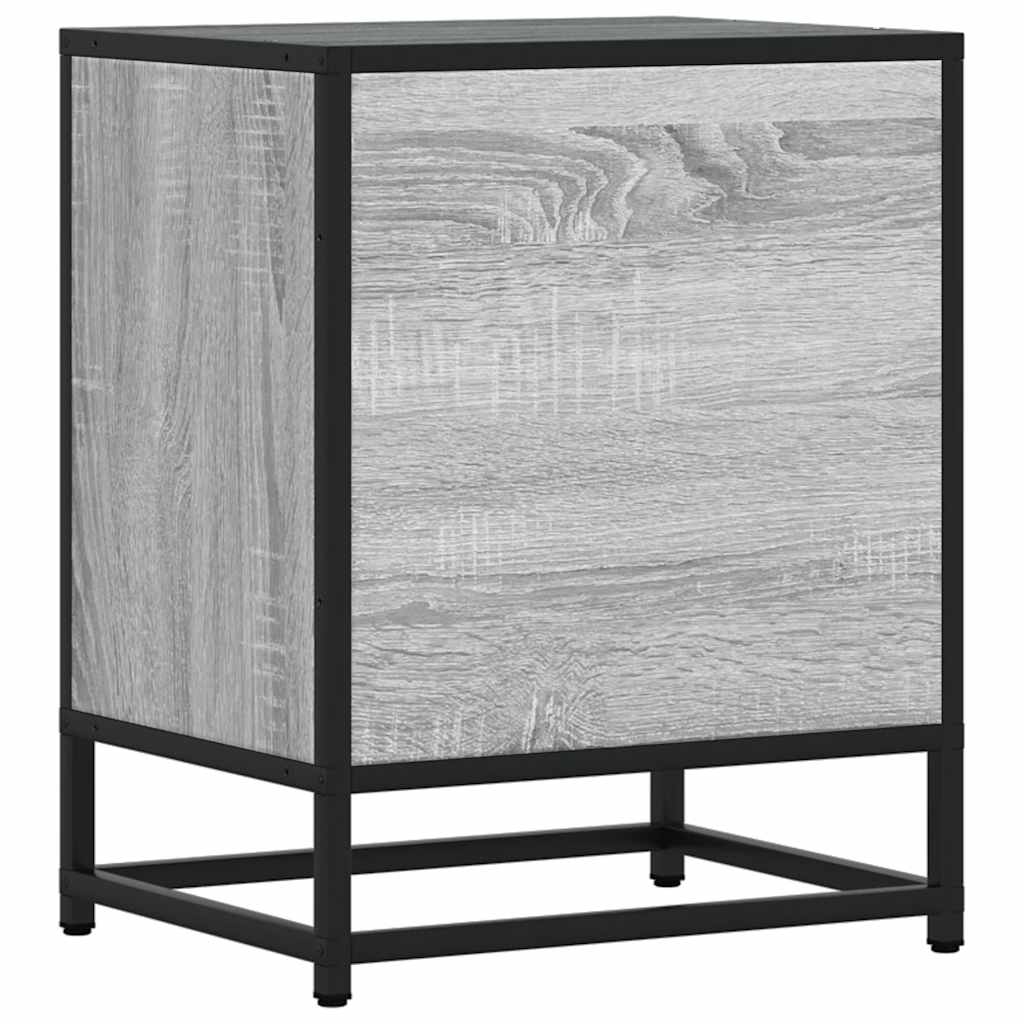 Bedside Cabinet 40X31X50 Cm Engineered Wood And Metal