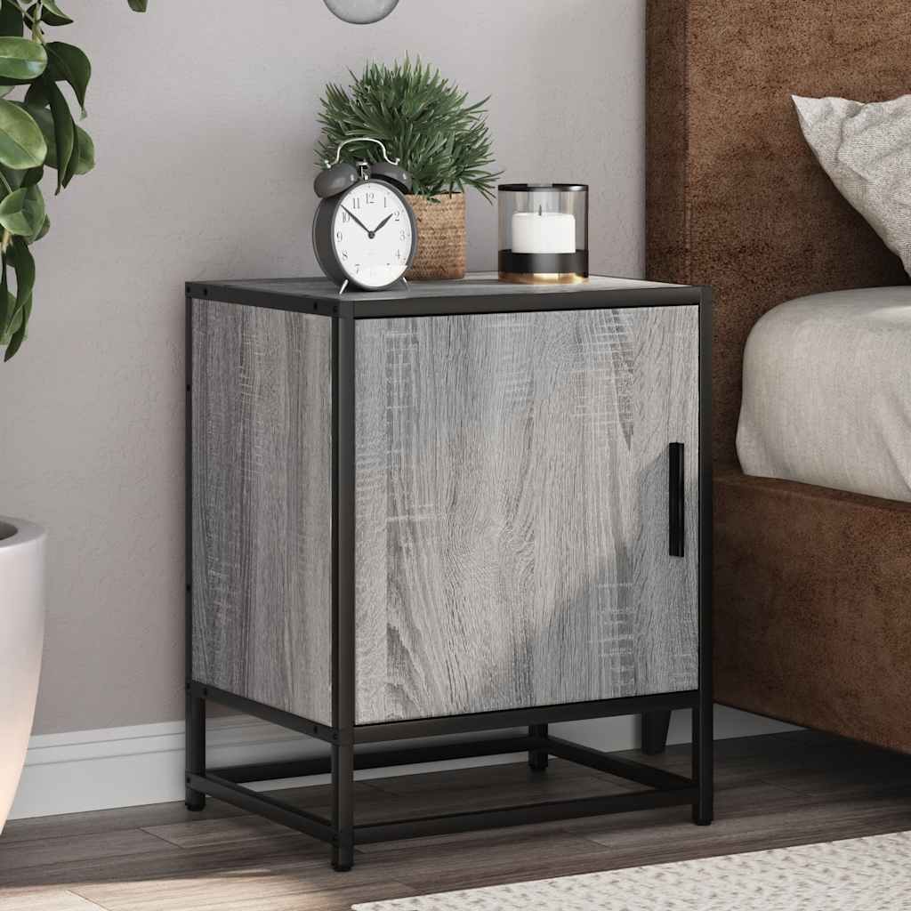 Bedside Cabinet 40X31X50 Cm Engineered Wood And Metal