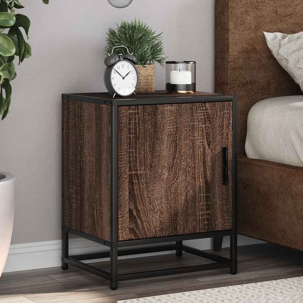 Bedside Cabinet 40X31X50 Cm Engineered Wood And Metal