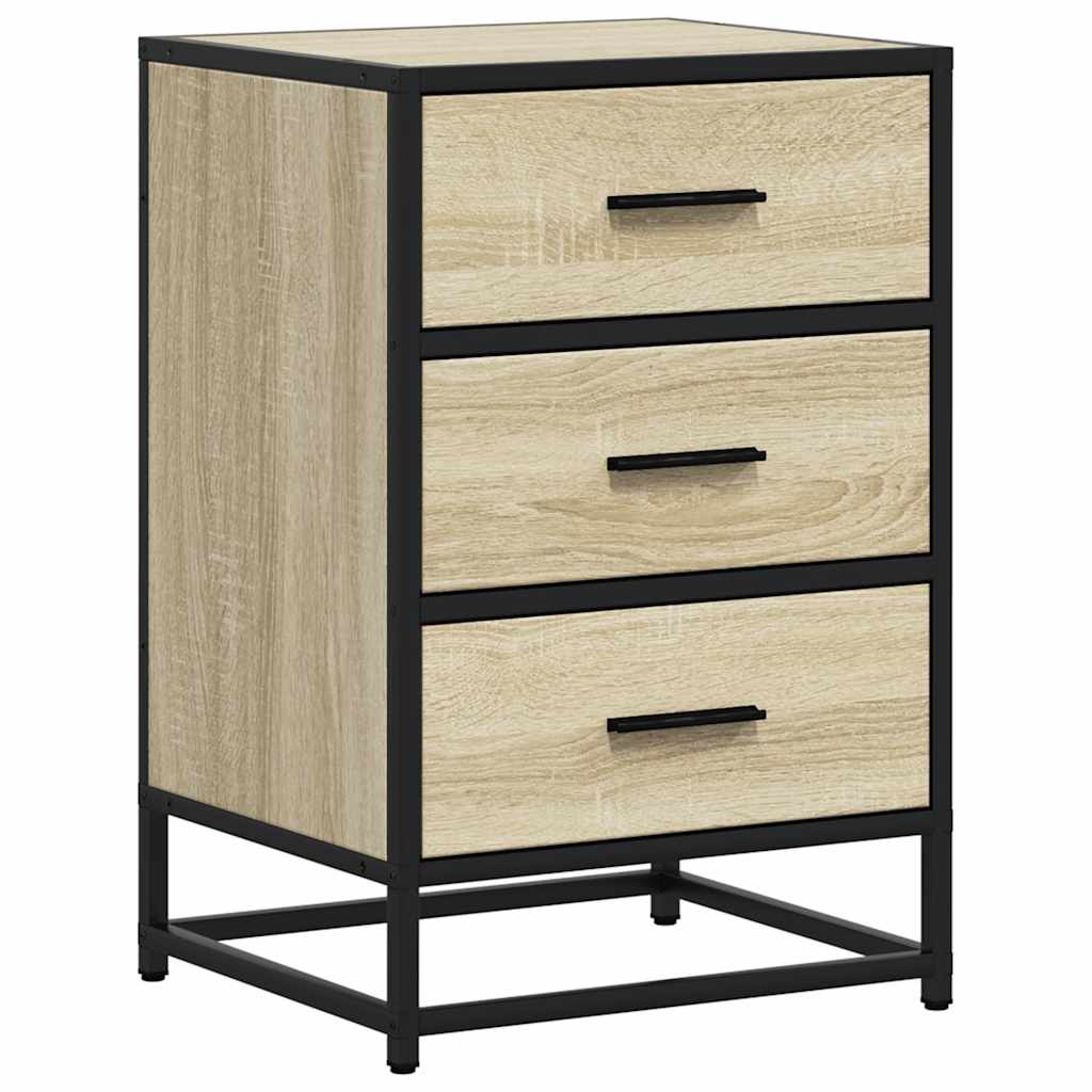 Bedside Cabinet 40X34.5X60 Cm Engineered Wood And Metal