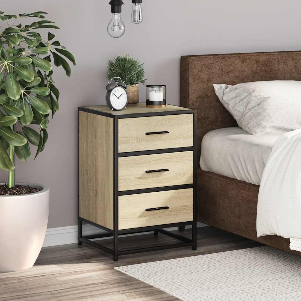 Bedside Cabinet 40X34.5X60 Cm Engineered Wood And Metal