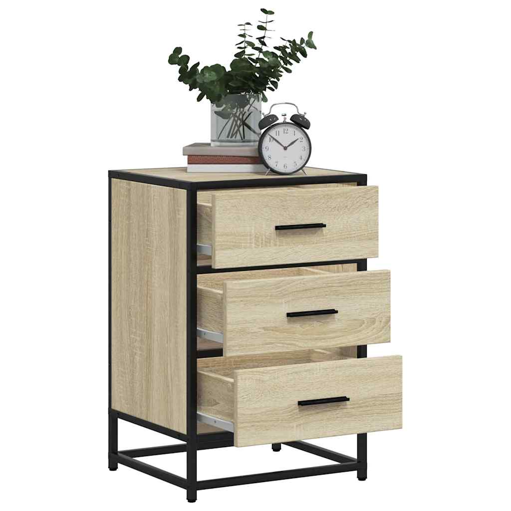 Bedside Cabinet 40X34.5X60 Cm Engineered Wood And Metal