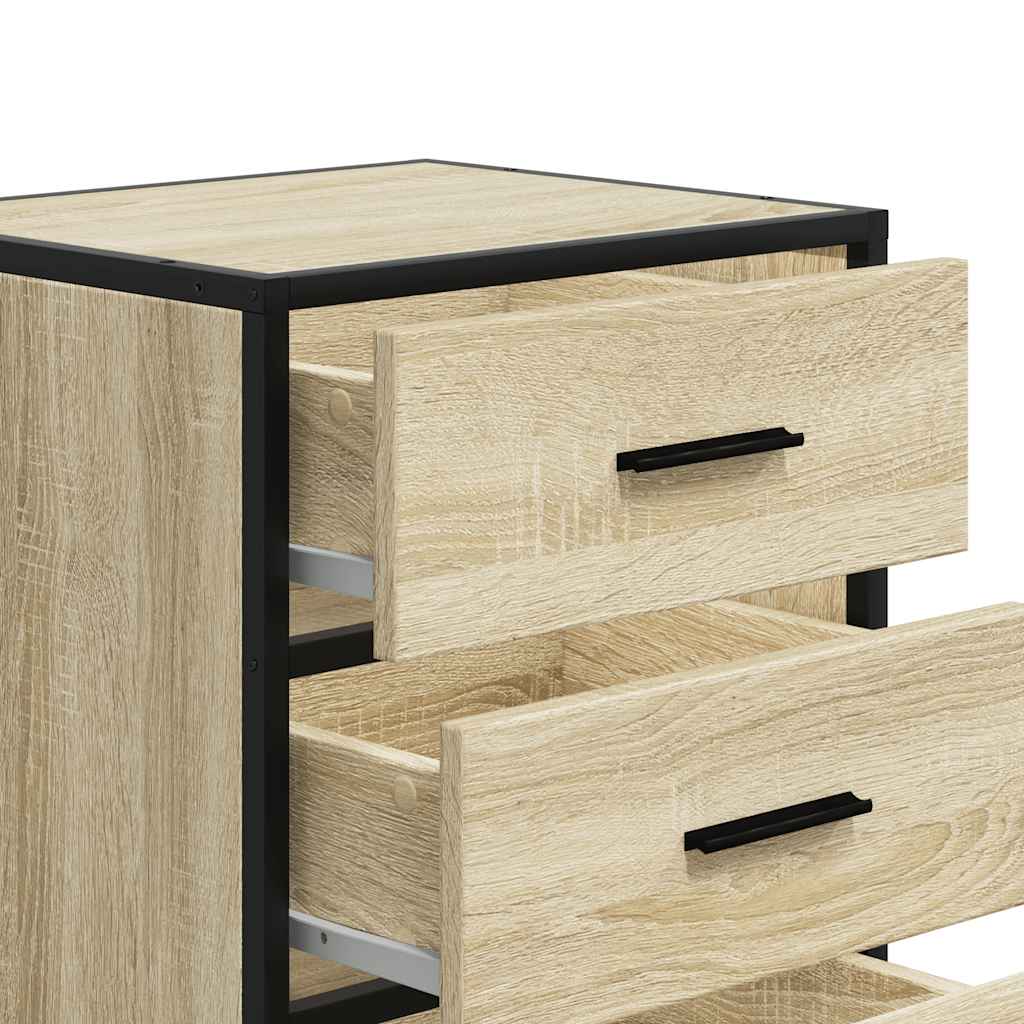 Bedside Cabinet 40X34.5X60 Cm Engineered Wood And Metal
