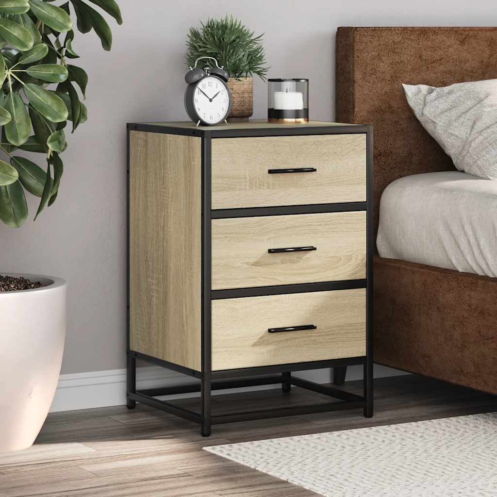 Bedside Cabinet 40X34.5X60 Cm Engineered Wood And Metal