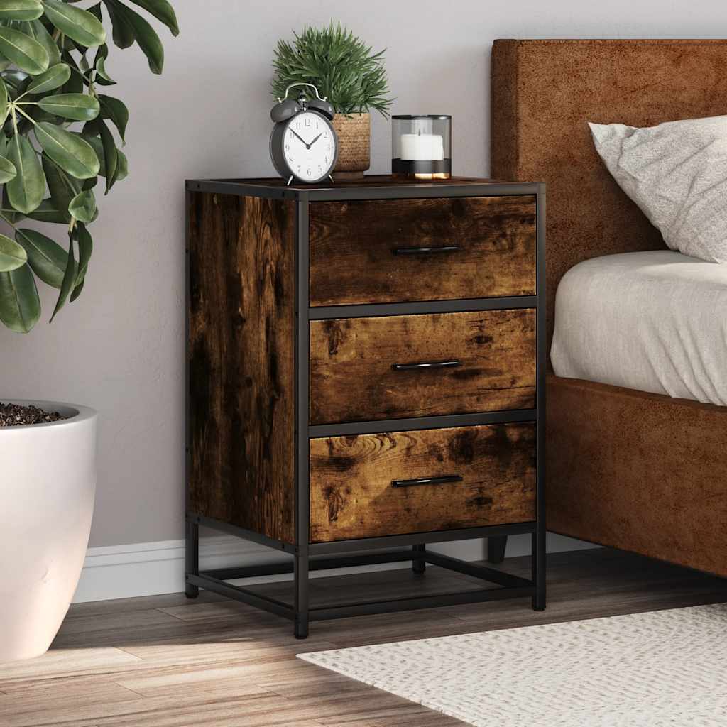Bedside Cabinet 40X34.5X60 Cm Engineered Wood And Metal