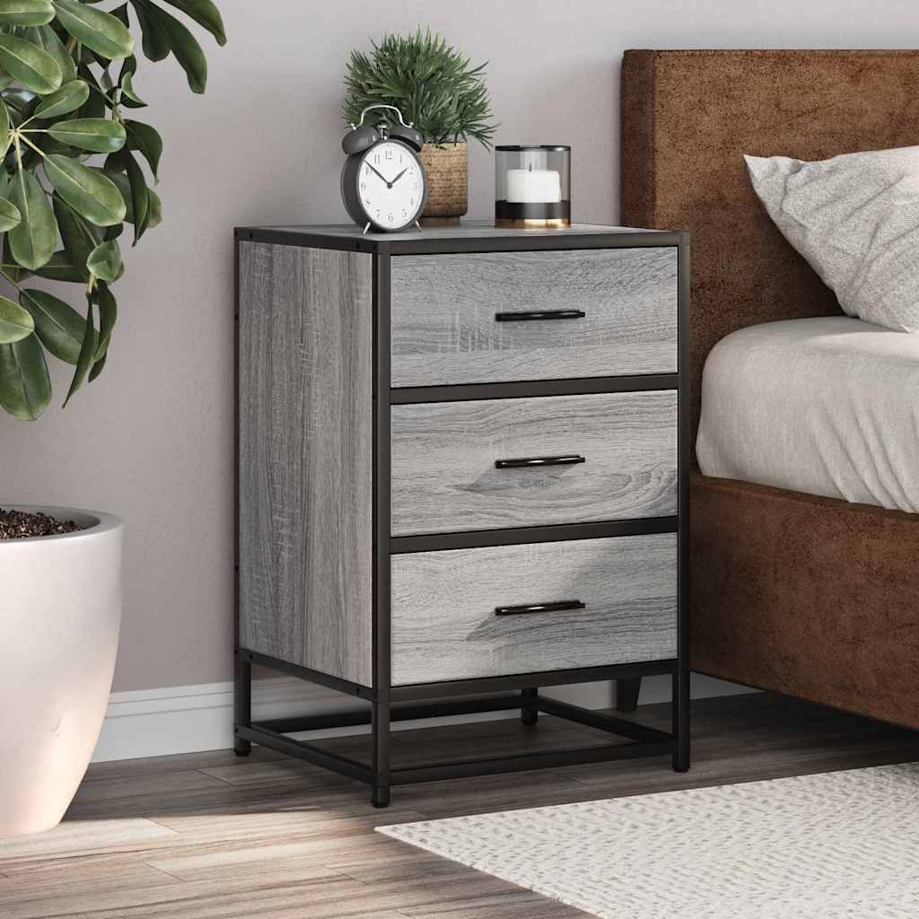 Bedside Cabinet 40X34.5X60 Cm Engineered Wood And Metal
