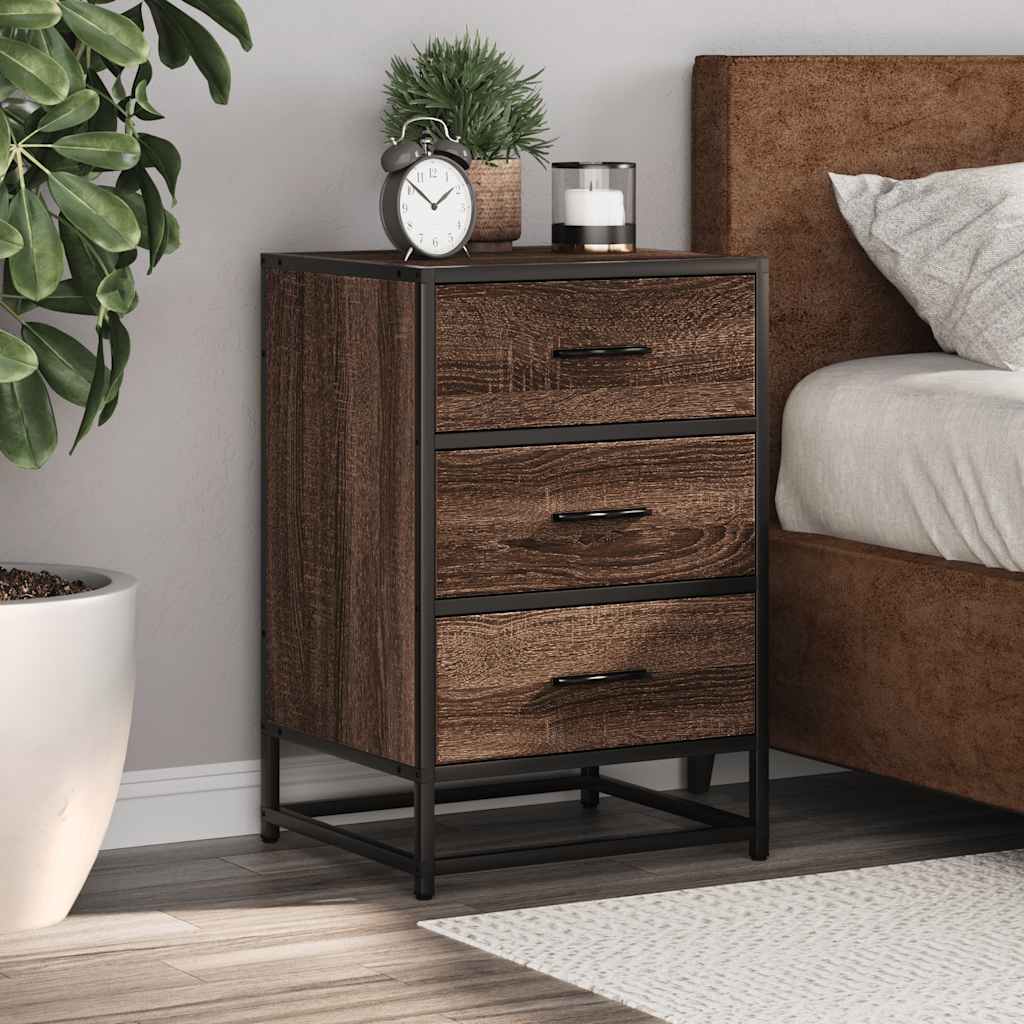 Bedside Cabinet 40X34.5X60 Cm Engineered Wood And Metal