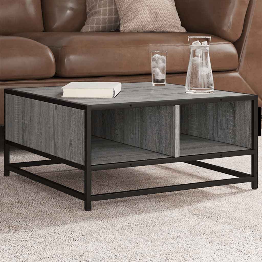 Coffee Table Brown Oak Engineered Wood And Metal
