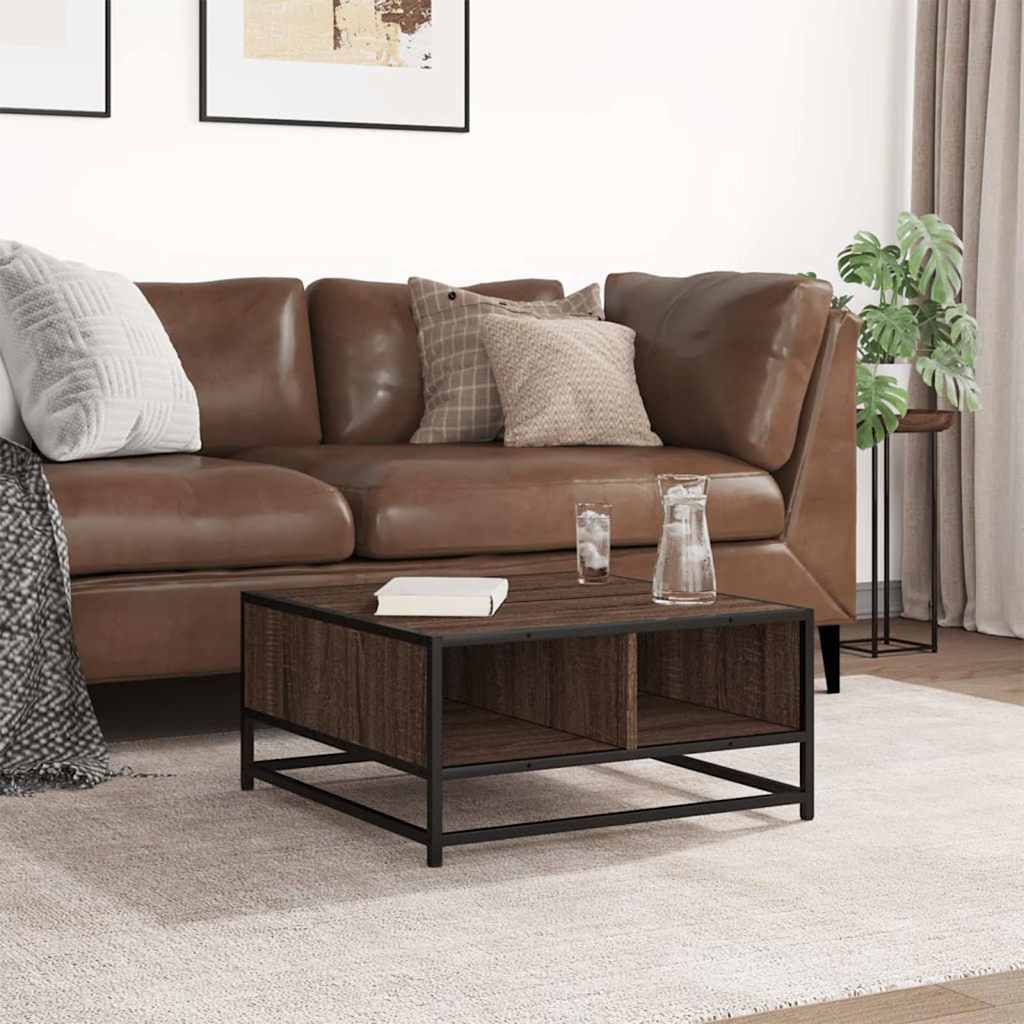 Coffee Table Brown Oak Engineered Wood And Metal