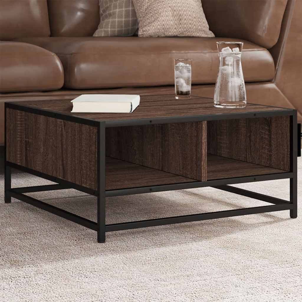 Coffee Table Brown Oak Engineered Wood And Metal