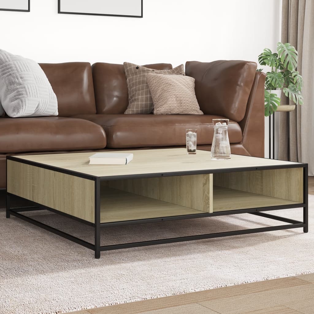 Coffee Table Brown Oak Engineered Wood And Metal