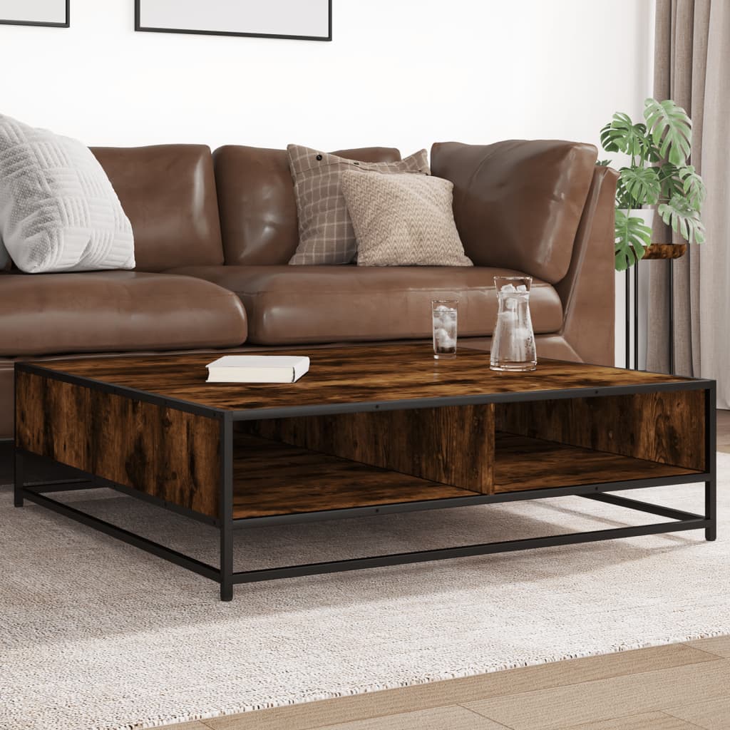 Coffee Table Brown Oak Engineered Wood And Metal