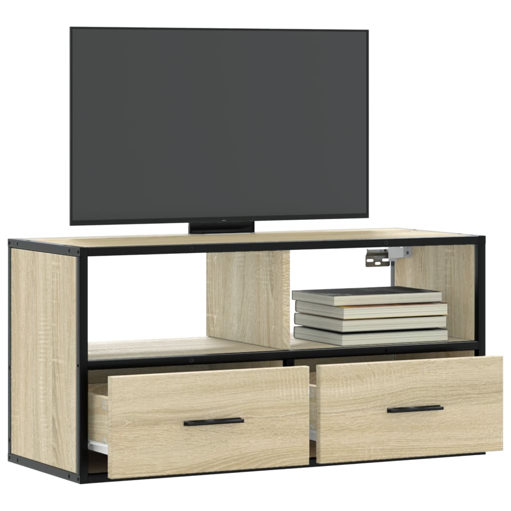 Tv Cabinet 60X31X39.5 Cm Engineered Wood And Metal