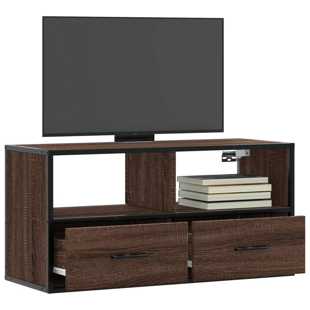 Tv Cabinet 60X31X39.5 Cm Engineered Wood And Metal