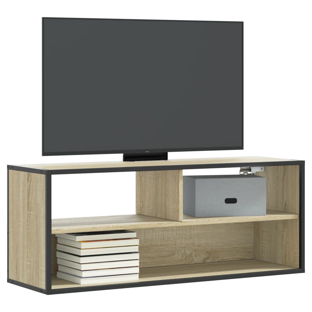 Tv Cabinet 100X31X39.5 Cm Engineered Wood And Metal