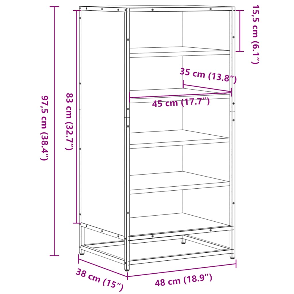 Shoe Rack 48X38X97.5 Cm Engineered Wood