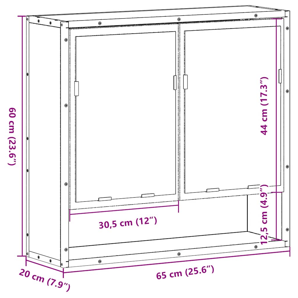 Bathroom Mirror Cabinet 65X20X60 Cm Engineered Wood
