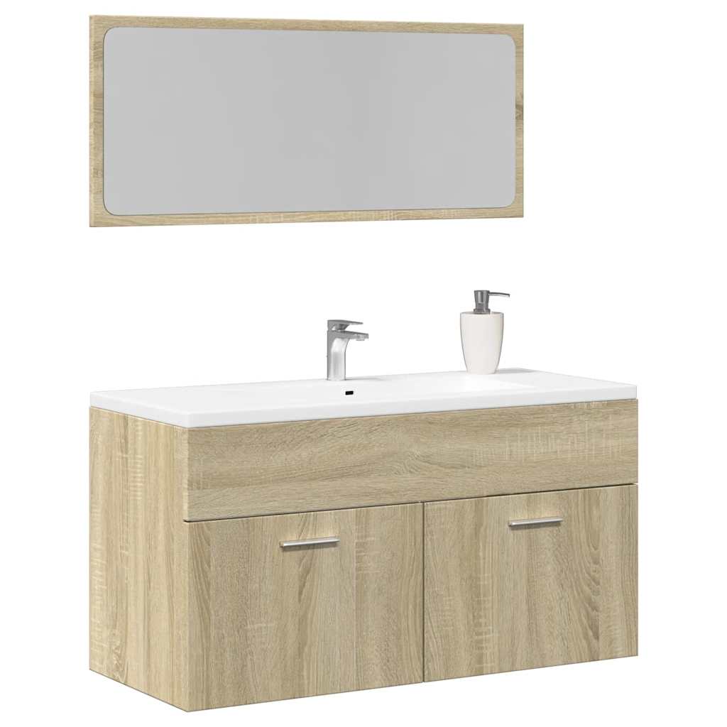 2 Piece Bathroom Furniture Set Engineered Wood