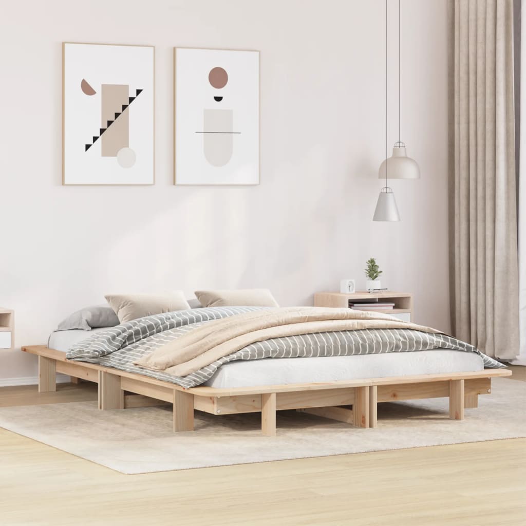 Bed Frame Without Mattress Super King Solid Wood Pine