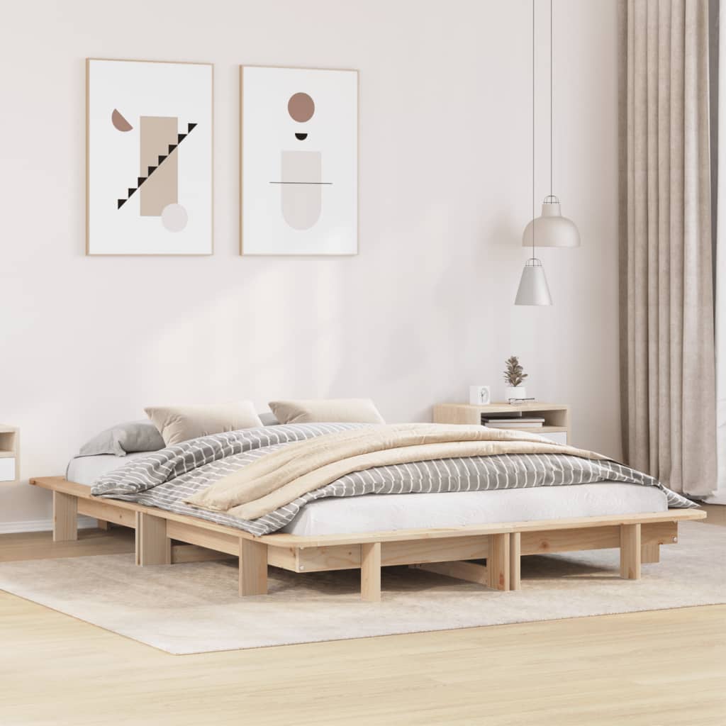 Bed Frame Without Mattress Super King Solid Wood Pine