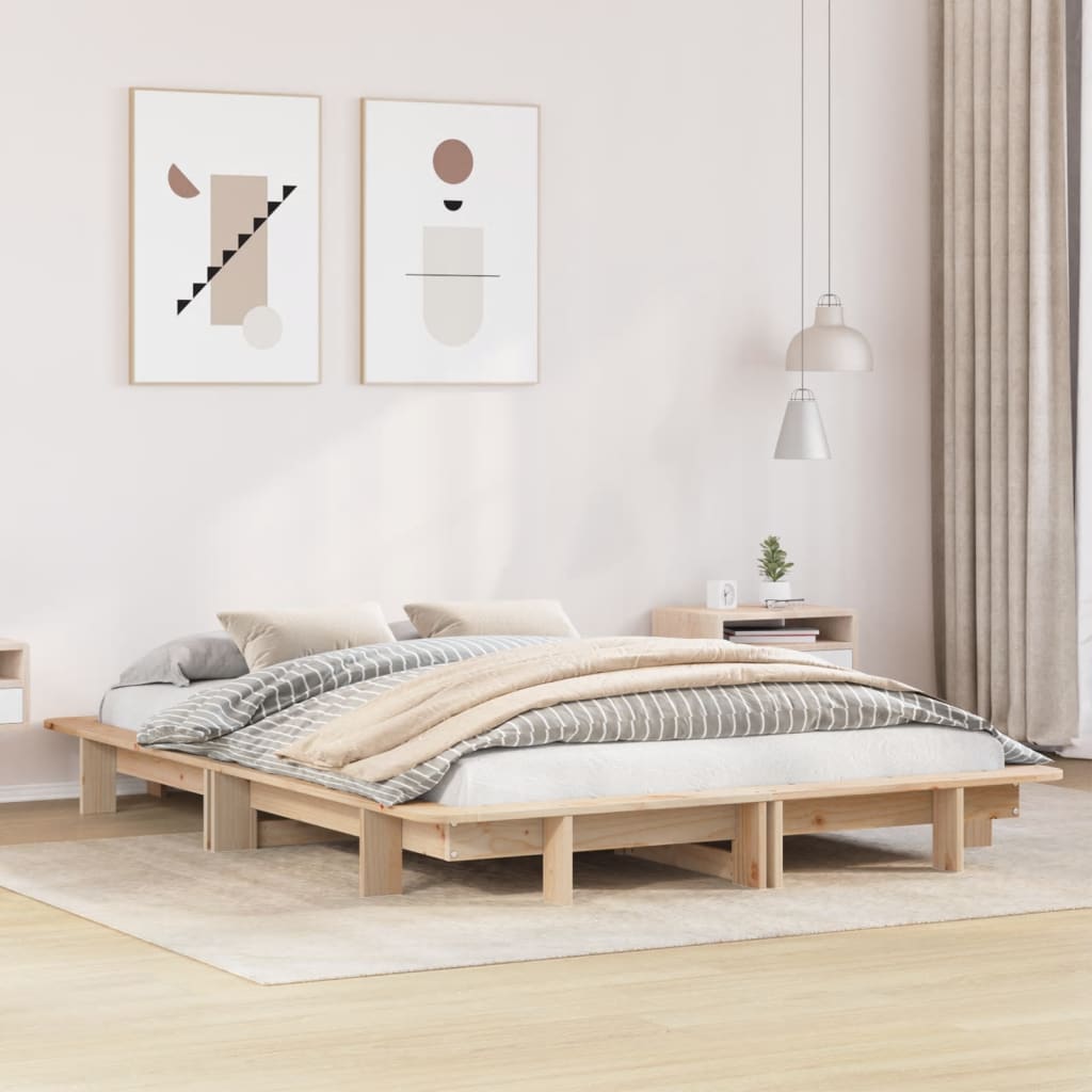 Bed Frame Without Mattress Super King Solid Wood Pine