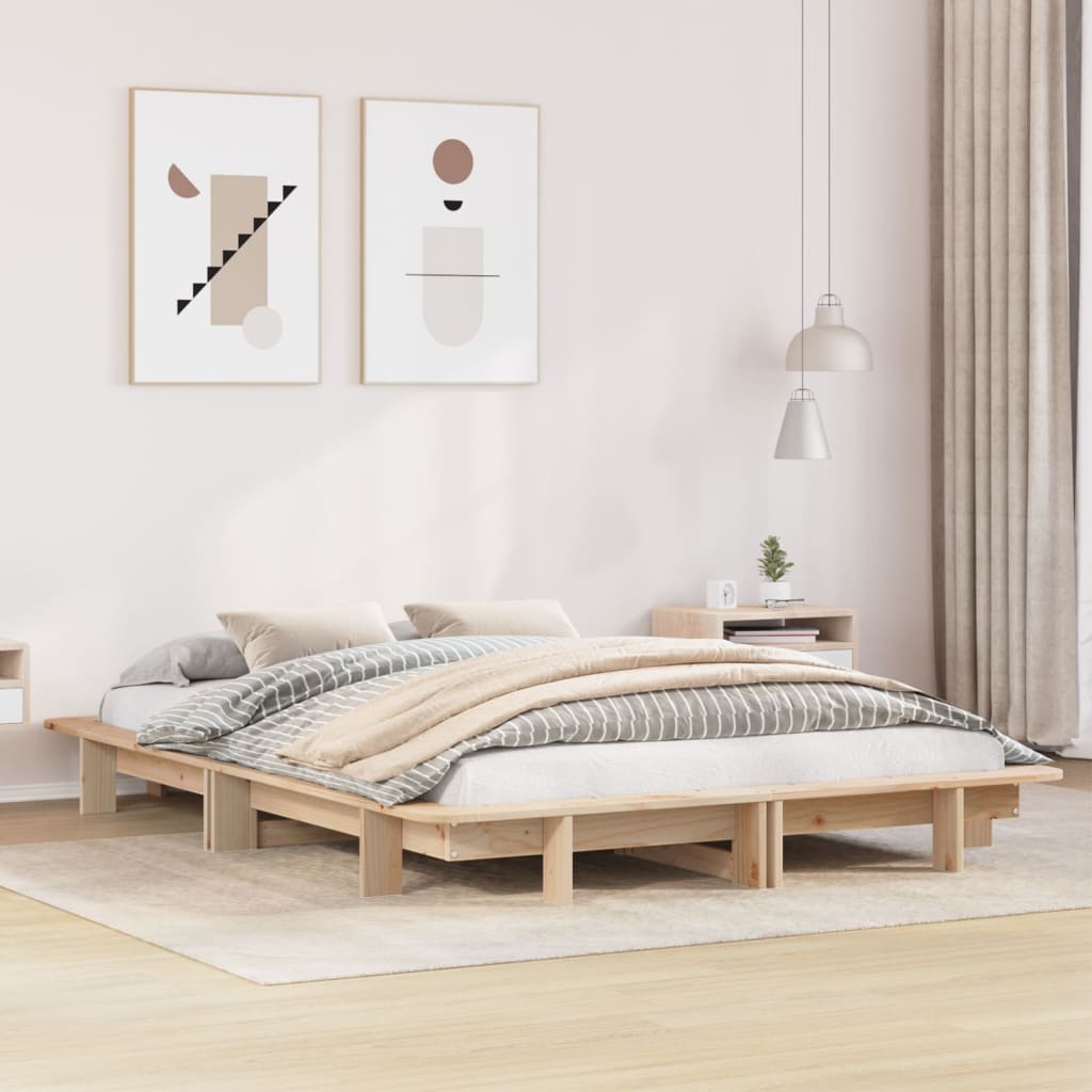 Bed Frame Without Mattress Super King Solid Wood Pine