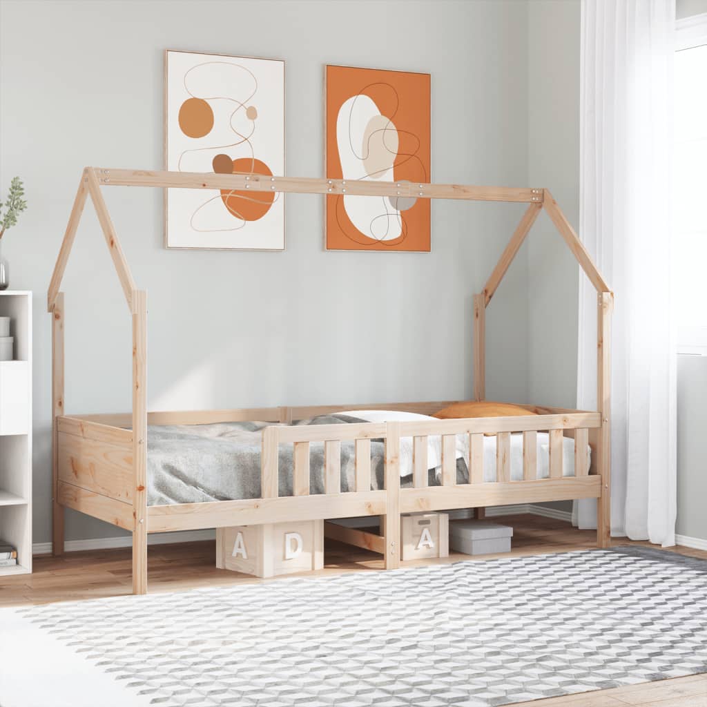 Kids' House Bed Frame Without Mattress Pine