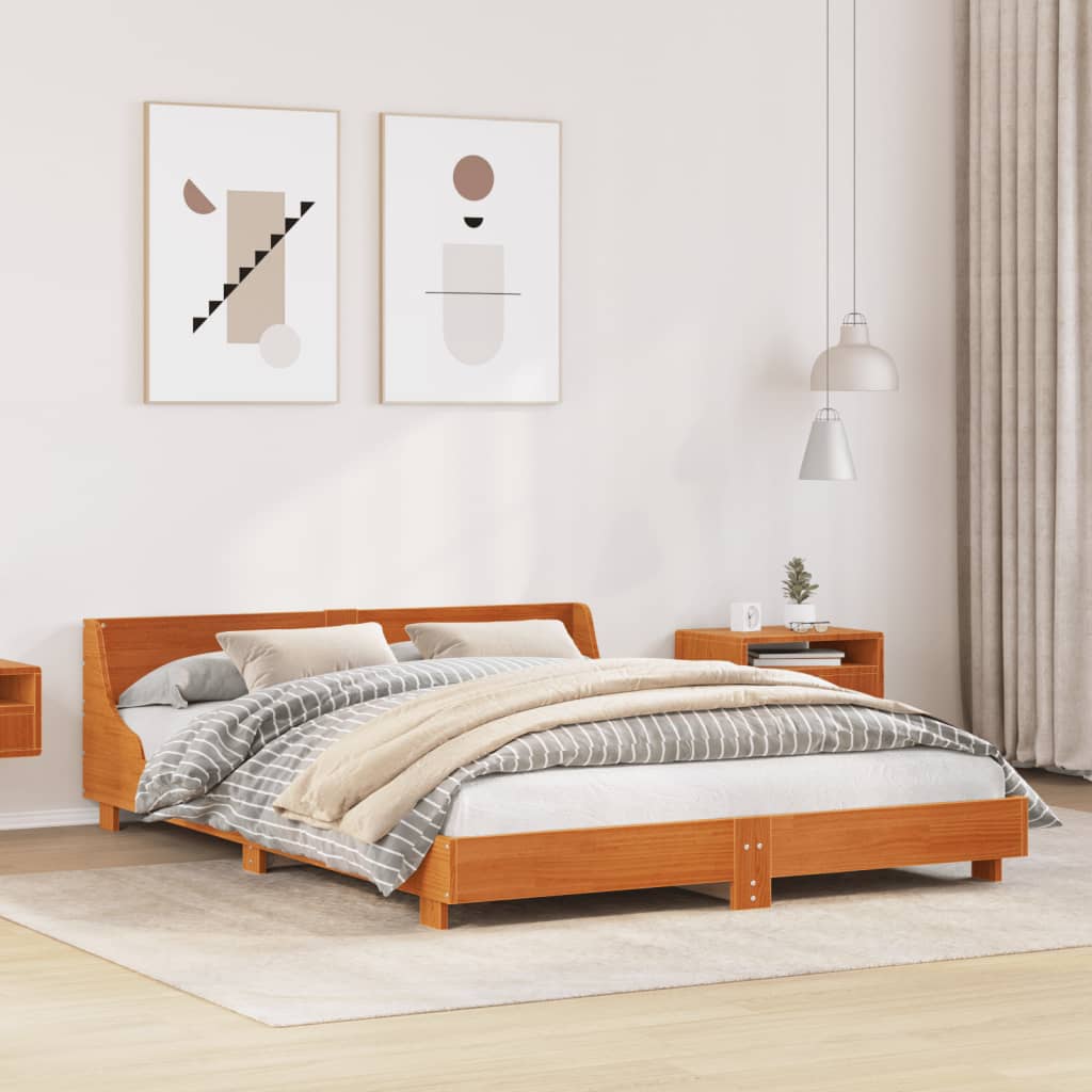 Bed Frame Without Mattress King Size Solid Wood Pine