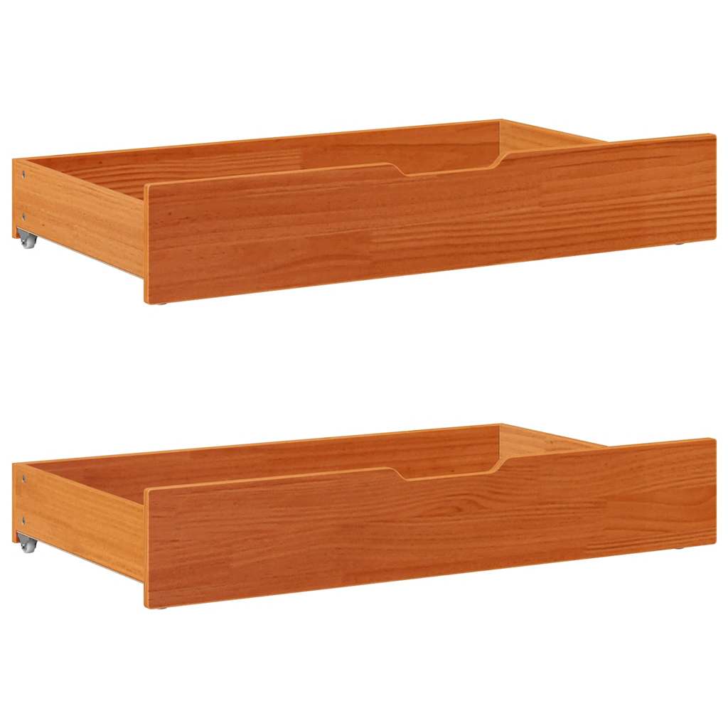 Under-Bed Drawers With Wheels 2 Pcs 80X55X17 Cm Solid Wood Pine