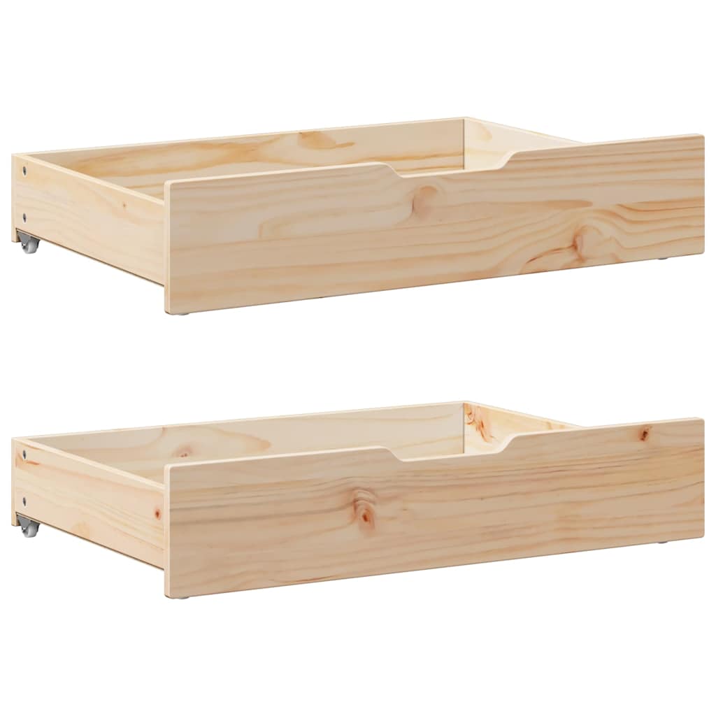 Under-Bed Drawers With Wheels 2 Pcs 80X55X17 Cm Solid Wood Pine
