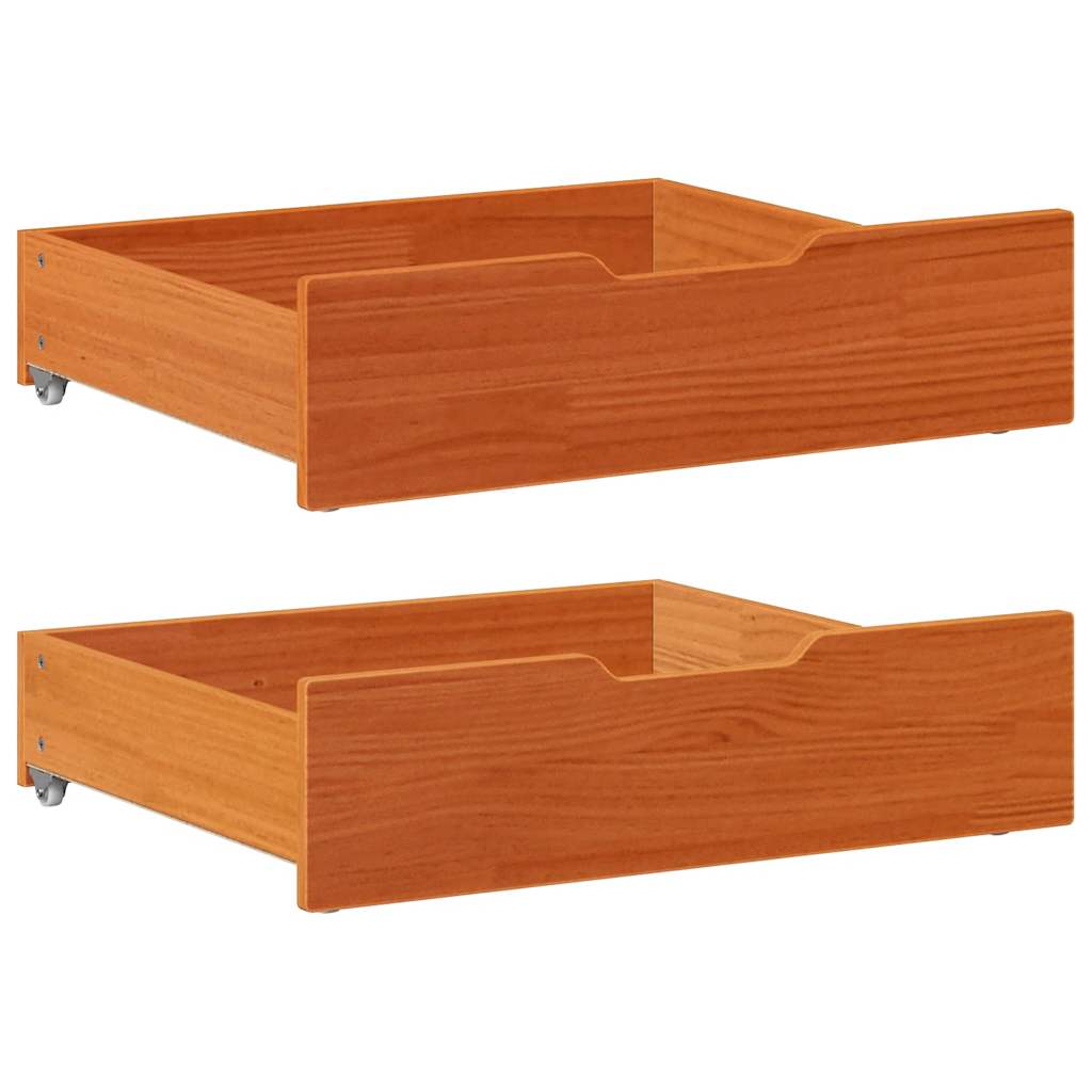 Under-Bed Drawers With Wheels 2 Pcs 80X55X17 Cm Solid Wood Pine