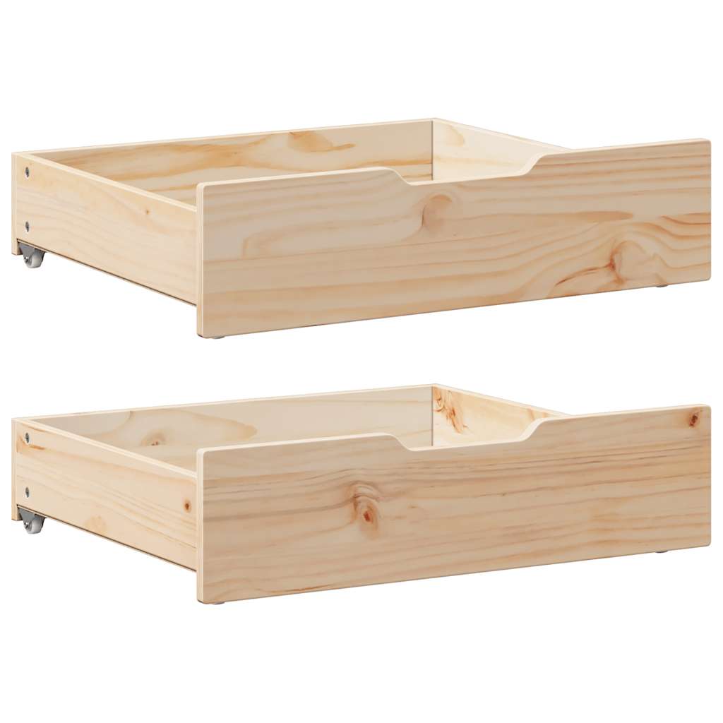 Under-Bed Drawers With Wheels 2 Pcs 80X55X17 Cm Solid Wood Pine