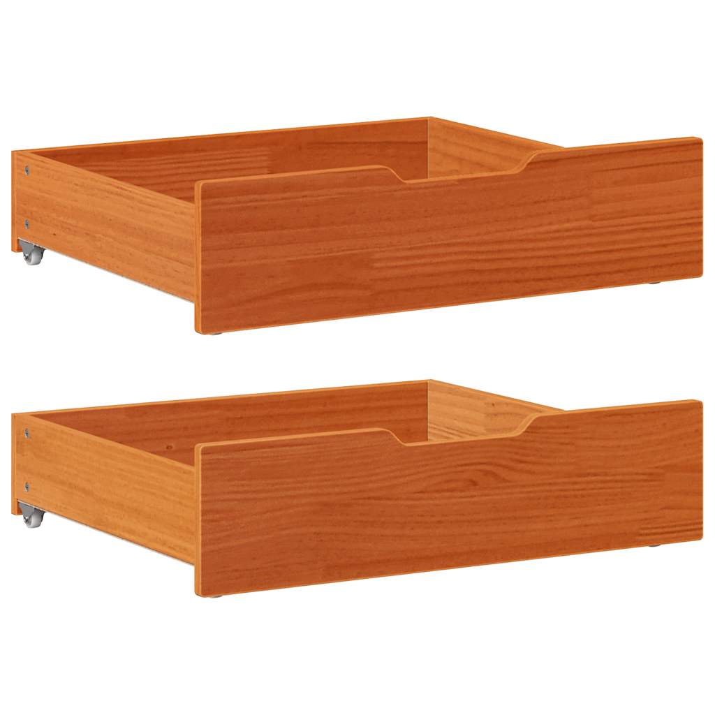 Under-Bed Drawers With Wheels 2 Pcs 80X55X17 Cm Solid Wood Pine
