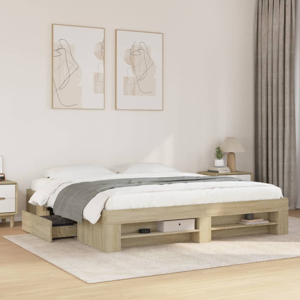 Bed Frame Without Mattress 200X200Cm Engineered Wood