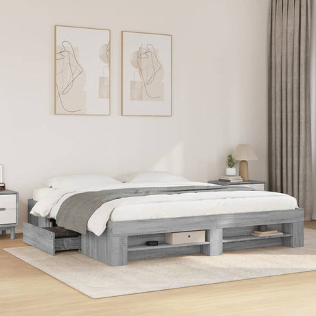 Bed Frame Without Mattress 200X200Cm Engineered Wood
