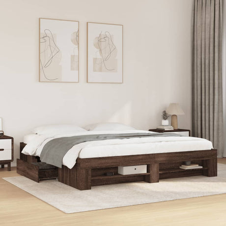 Bed Frame Without Mattress 200X200Cm Engineered Wood