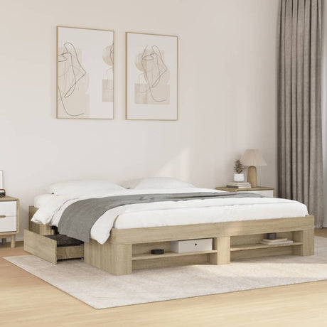 Bed Frame Without Mattress 200X200Cm Engineered Wood