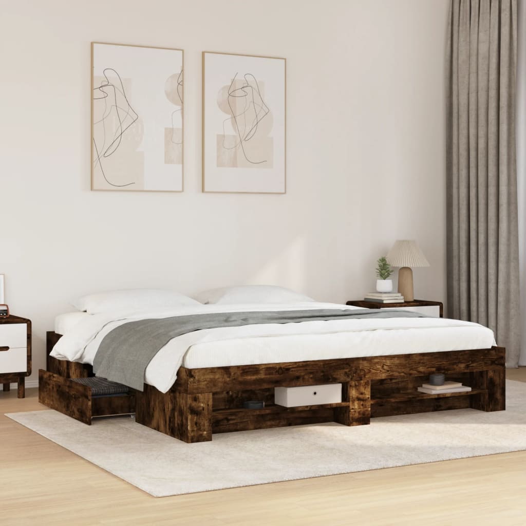 Bed Frame Without Mattress 200X200Cm Engineered Wood