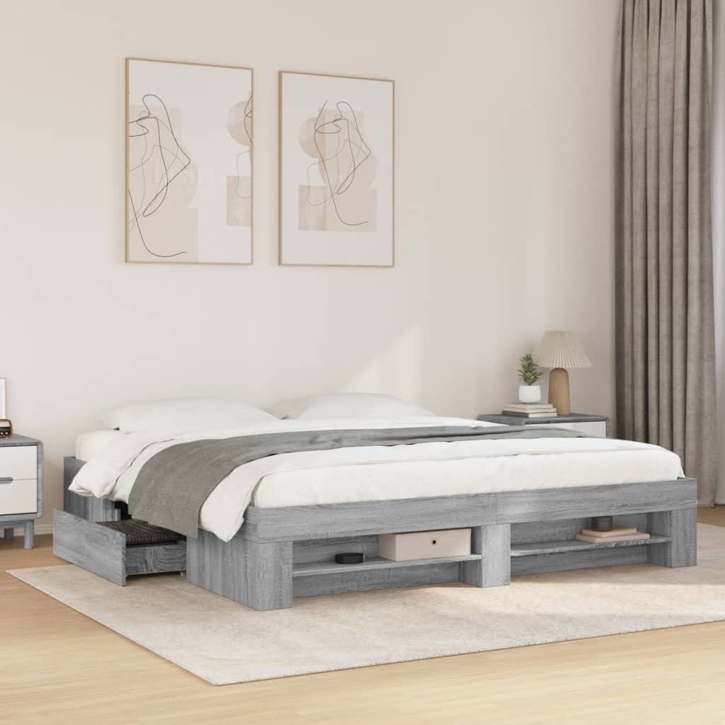 Bed Frame Without Mattress 200X200Cm Engineered Wood